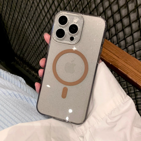 Clear iPhone case with MagSafe ring.
