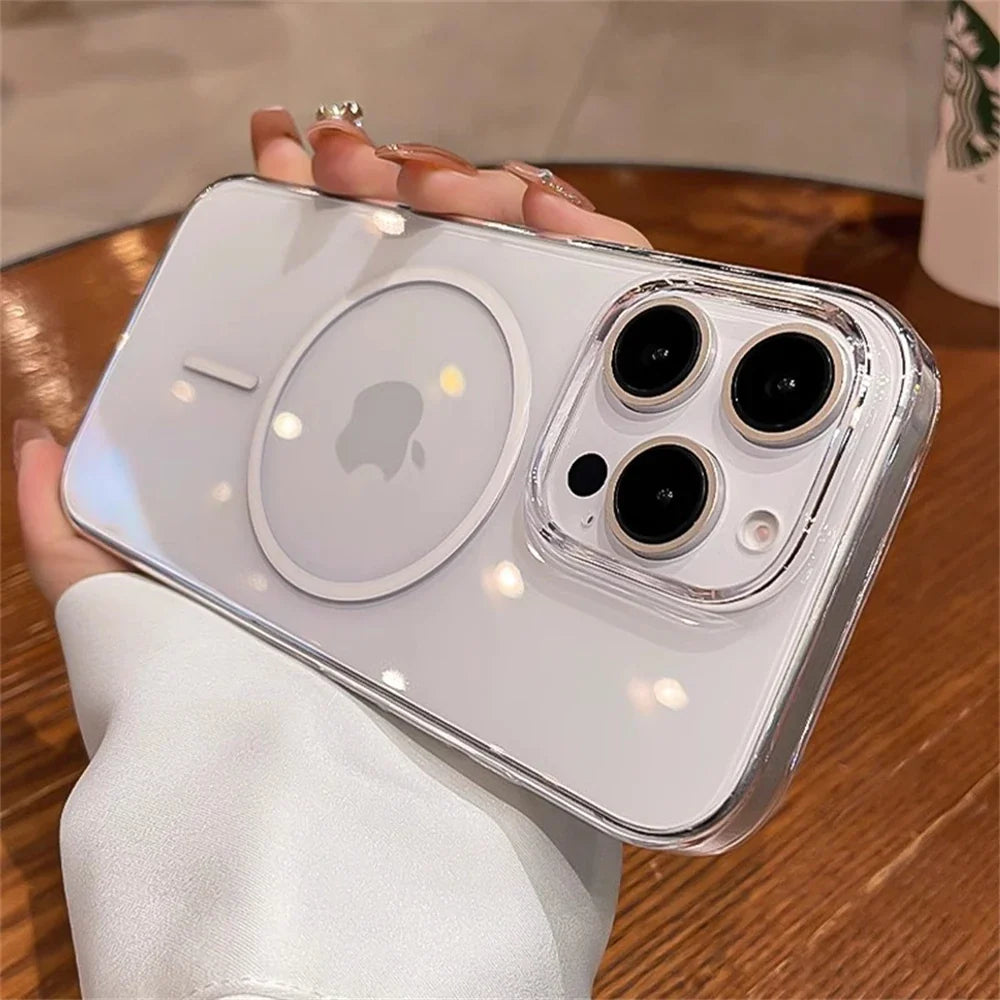 Luxury Transparent MagSafe Lens Protect Case For iPhone 16 15 14 12 13 Plus Pro Max