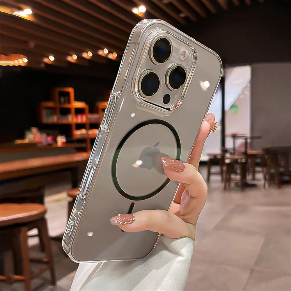 Luxury Transparent MagSafe Lens Protect Case For iPhone 16 15 14 12 13 Plus Pro Max