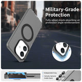 A clear, magnetic phone case with reinforced corners and independent buttons.
