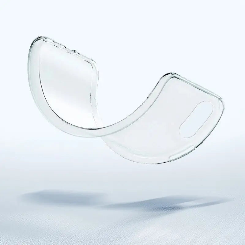 a clear glass mouthpiece with a curved design