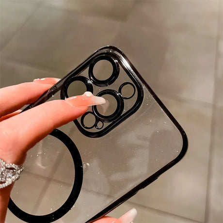 Clear phone case with black accents.