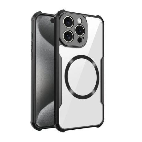 Clear phone case with black bumper.