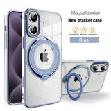 Clear phone case with blue magnetic ring.