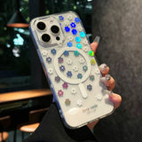 Clear phone case with flower accents.