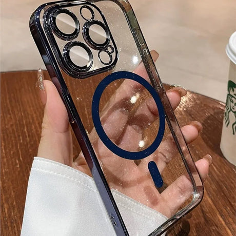 Clear phone case with MagSafe compatibility.