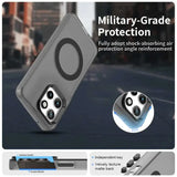 Clear phone case with MagSafe compatibility and reinforced camera/screen protection.