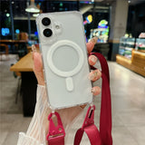 Shockproof Magsafe Transparent Case with Shoulder Lanyard For Samsung Galaxy S25 S24 S23 Ultra Plus