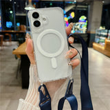 Shockproof Magsafe Transparent Case with Shoulder Lanyard For Samsung Galaxy S25 S24 S23 Ultra Plus