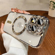 Clear phone case with metallic accents.