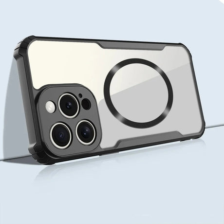 Clear smartphone case with reinforced corners and an integrated MagSafe-compatible ring.
