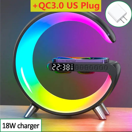 a clock clock with a colorful light on it