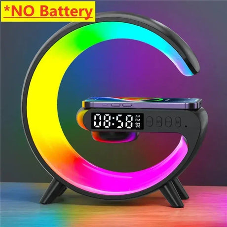 A clock clock with a colorful light on it