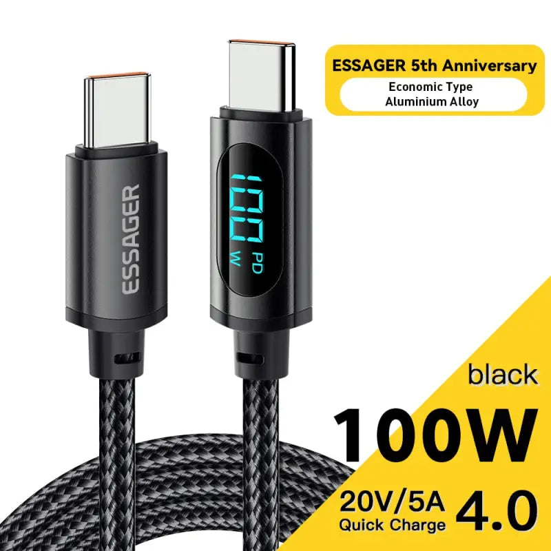 baser usb cable with black braid and usb charging