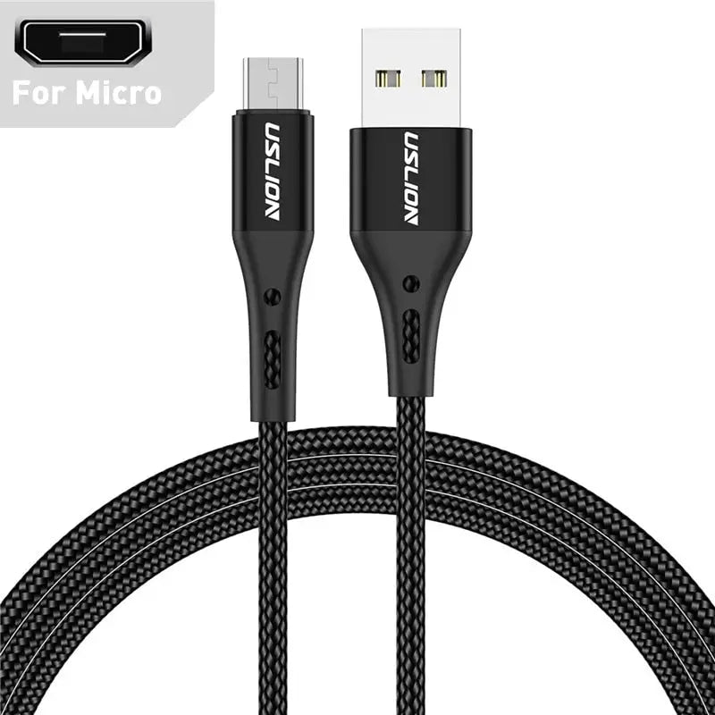a close up of a black usb cable connected to a charger