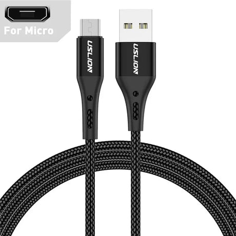 a close up of a black usb cable connected to a charger