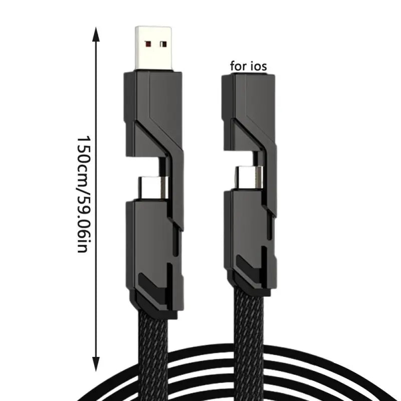 a close up of a black cable connected to a white background