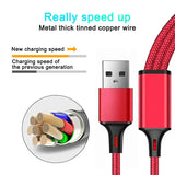 a red braided usb cable with a black and red cable
