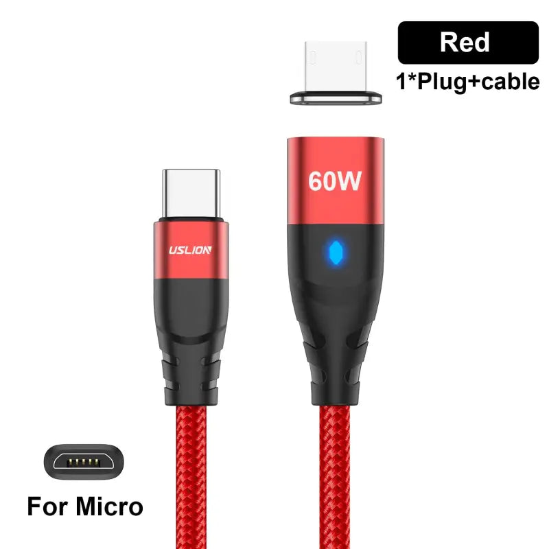 anker usb cable with red and black braiding