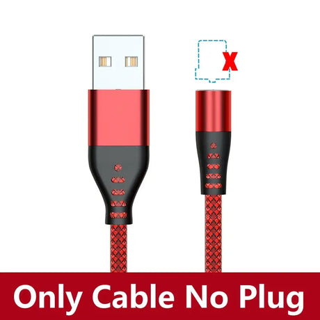 a red and black cable with the text only no plug