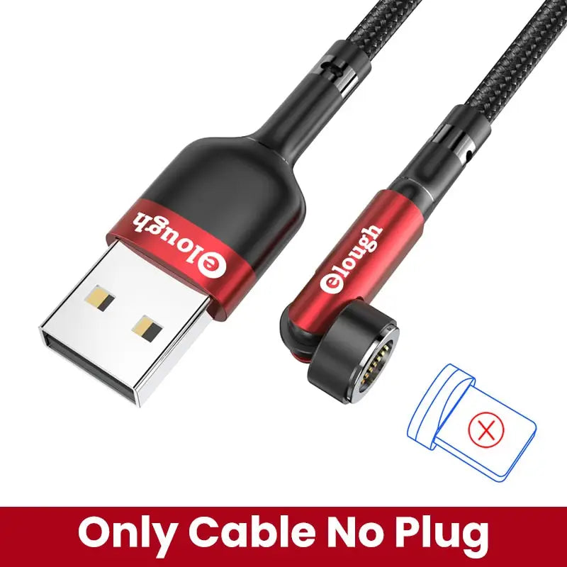 a usb cable with a red and black cable plug