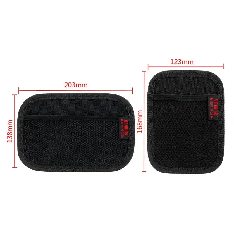 a black case with red stitching on the side