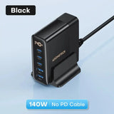 A close up of a black charger with a usb cable