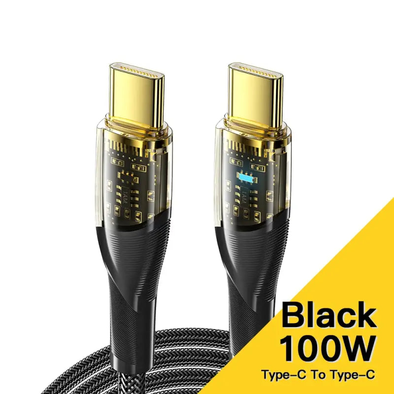 a close up of two black and gold cables with a white background