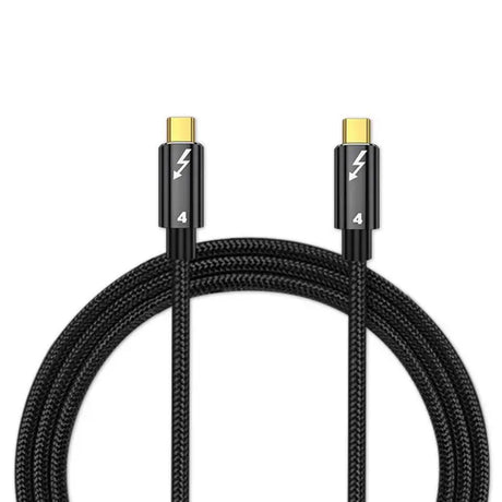 a close up of a black and gold charging cable