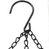 a close up of a black hook with a chain attached to it