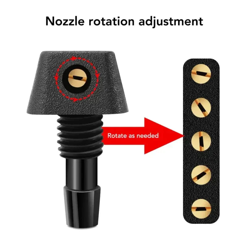 a black and gold metal knob with a red arrow on the top