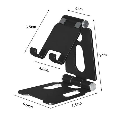 A close up of a black laptop stand with a white background