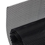 a close up of a black mesh curtain on a white background