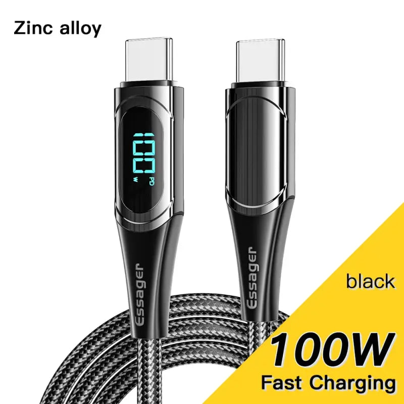 zino alloy black fast charging usb cable
