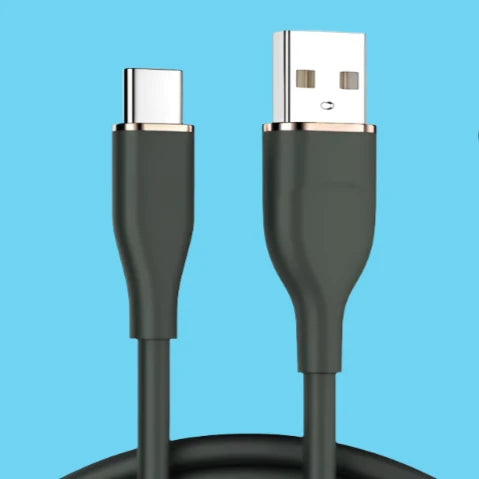 a close up of a black usb to type c cable