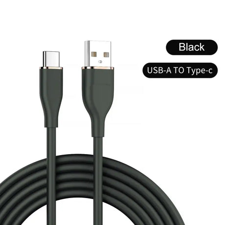 a close up of a black usb to type c cable