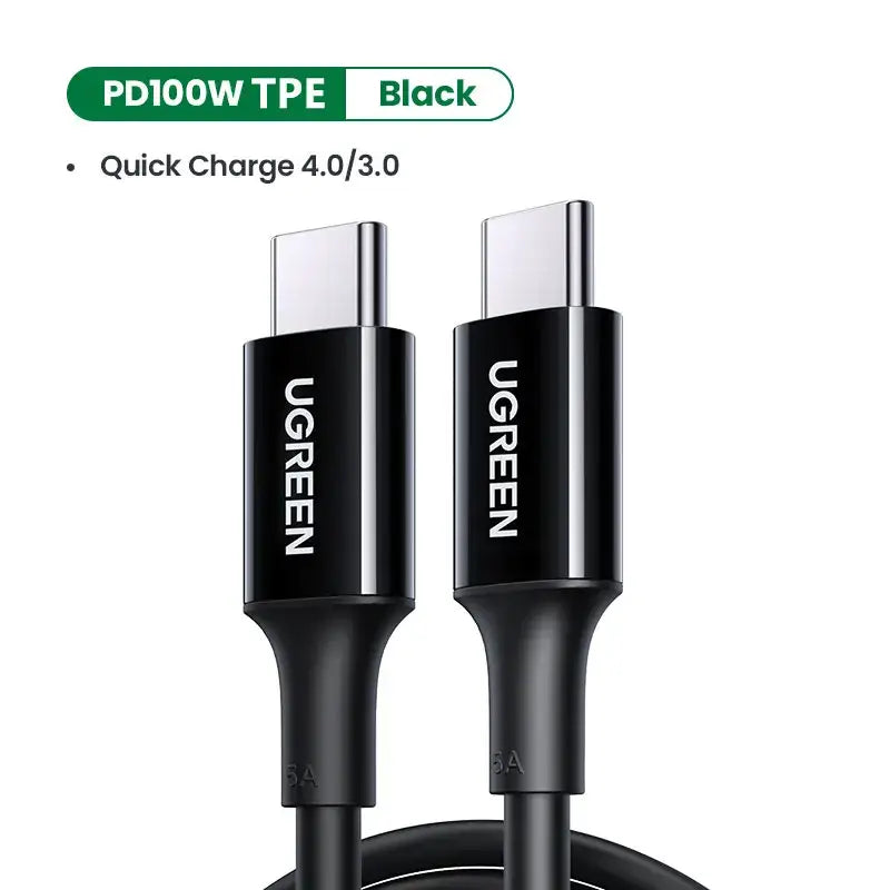 A close up of a black usb cable connected to a charger