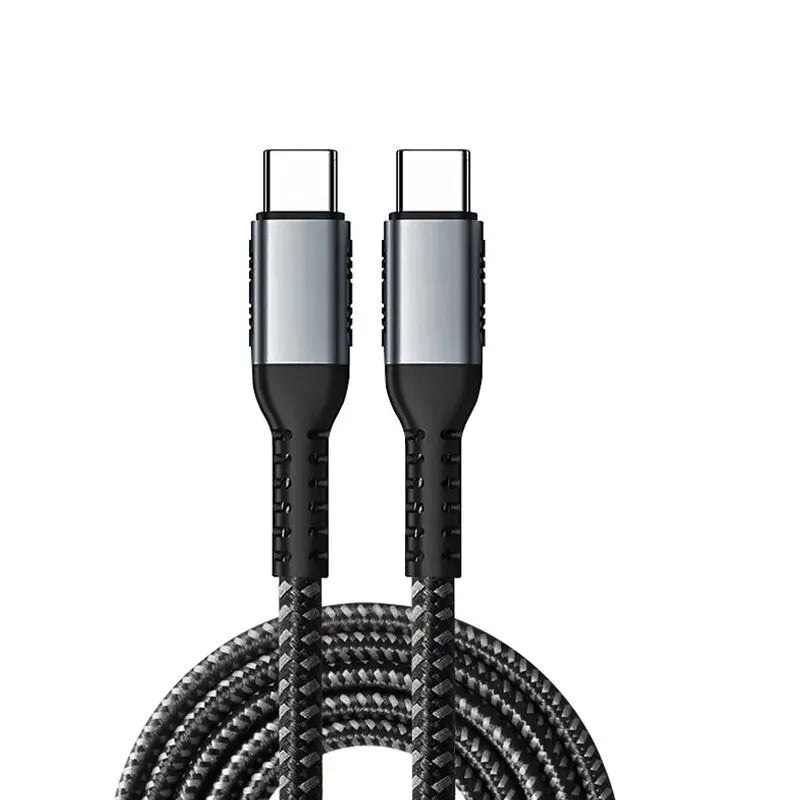 a black and white cable with a silver connector