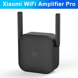 a close up of a black wifi amplifier with a blue background