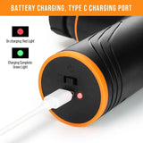 an orange charger plug with a white cord