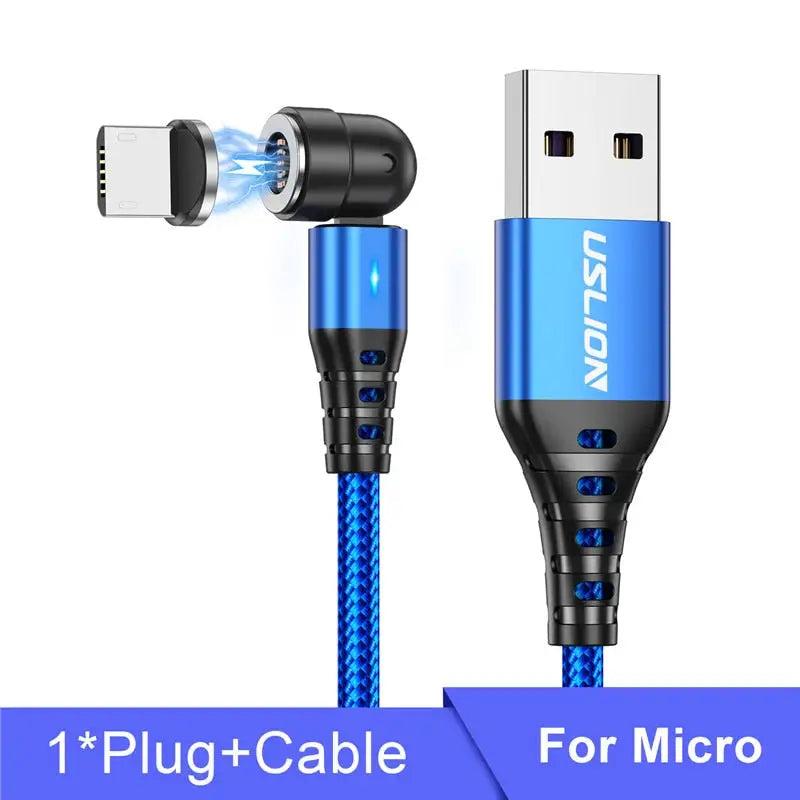 a close up of a blue and black cable connected to a micro usb cable