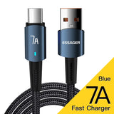an image of a close up of a usb cable with a blue and black charging cable