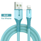 a close up of a blue cable connected to a phone