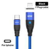 a close up of a blue cable connected to an iphone
