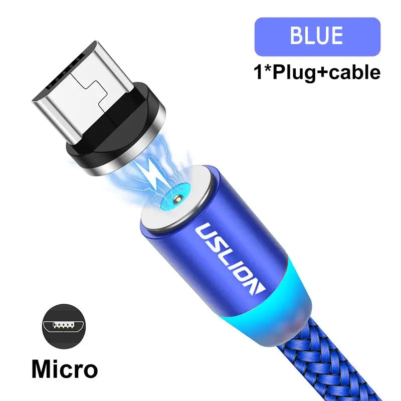 usb cable with blue leds and micro usb charging