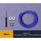 a close up of a blue cord with a pair of scissors and a pair of metal hooks