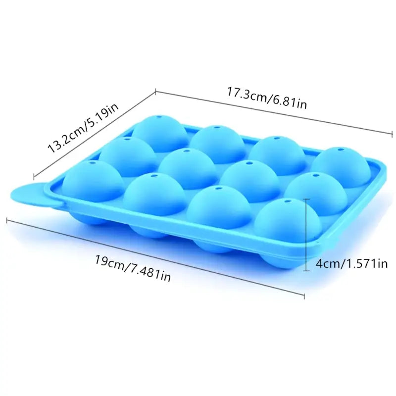 a close up of a blue ice tray with six eggs in it