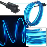 a blue neon light up rope with a black handle