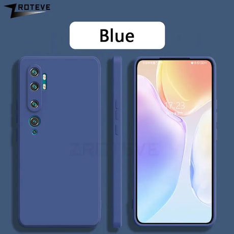 A close up of a blue phone with a blue background