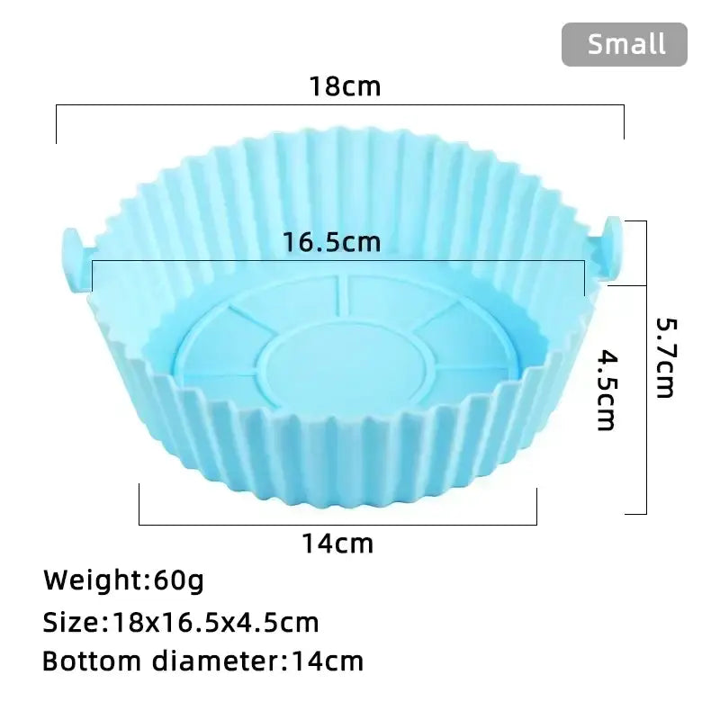 a close up of a blue plastic cupcake pan with measurements